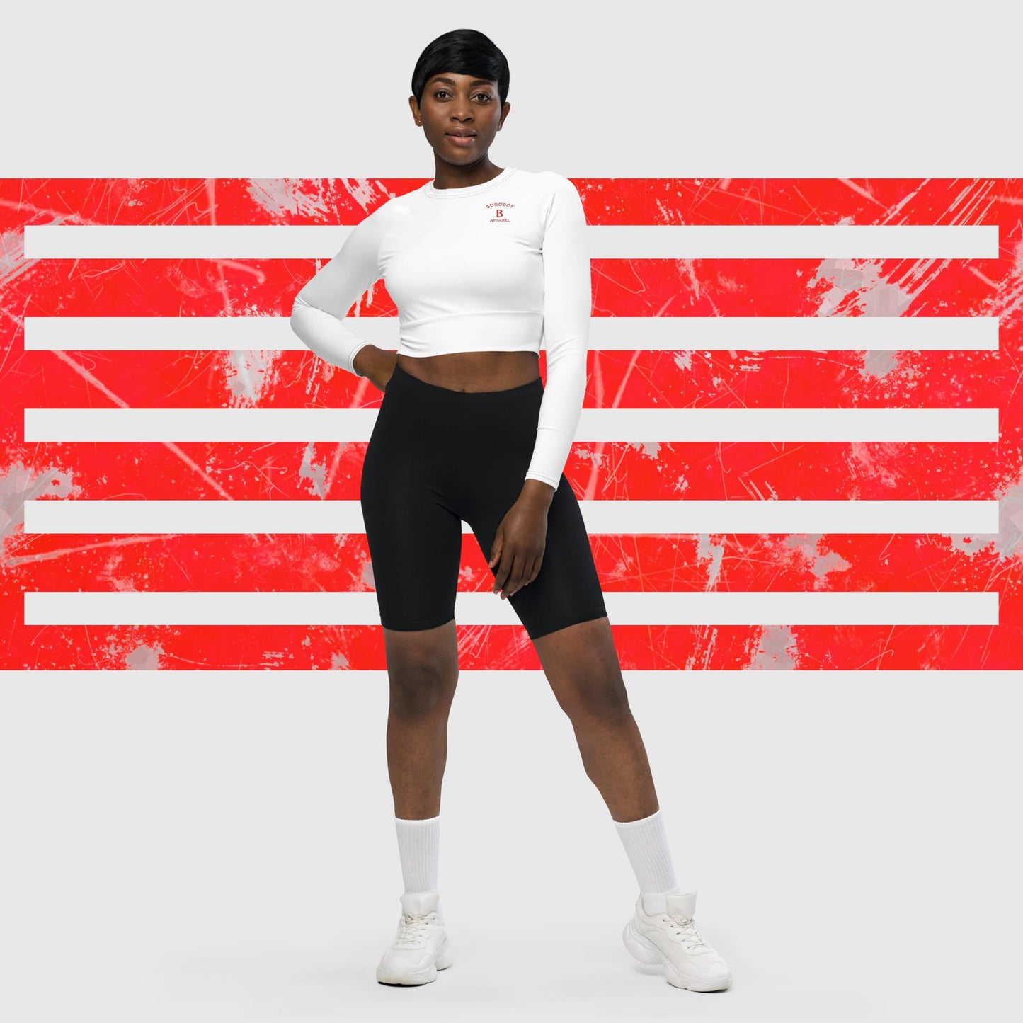 Boroboy long-sleeve crop top